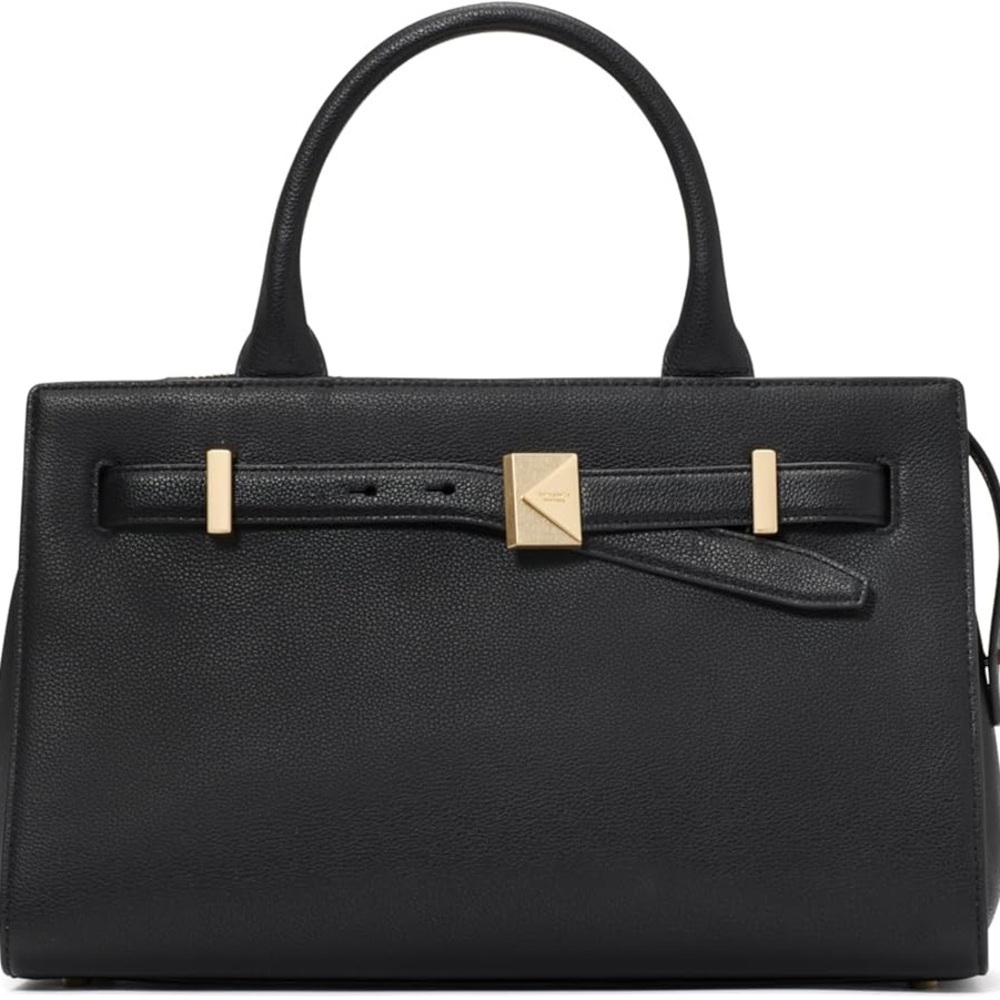 kate spade new york Deco Pebbled Leather Medium Satchel Black - Picture 11 of 15